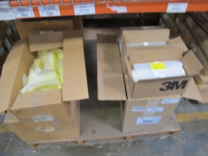 LOT TO INCLUDE: RESPIRATORS, RESPIRATOR CARTRIDGES, AIR FILTER ASSEMBLIES, ALL PURPOSE ABSORBENT, PLASTIC FACE HOODS. LOADING & HANDLING FEE $15-4177